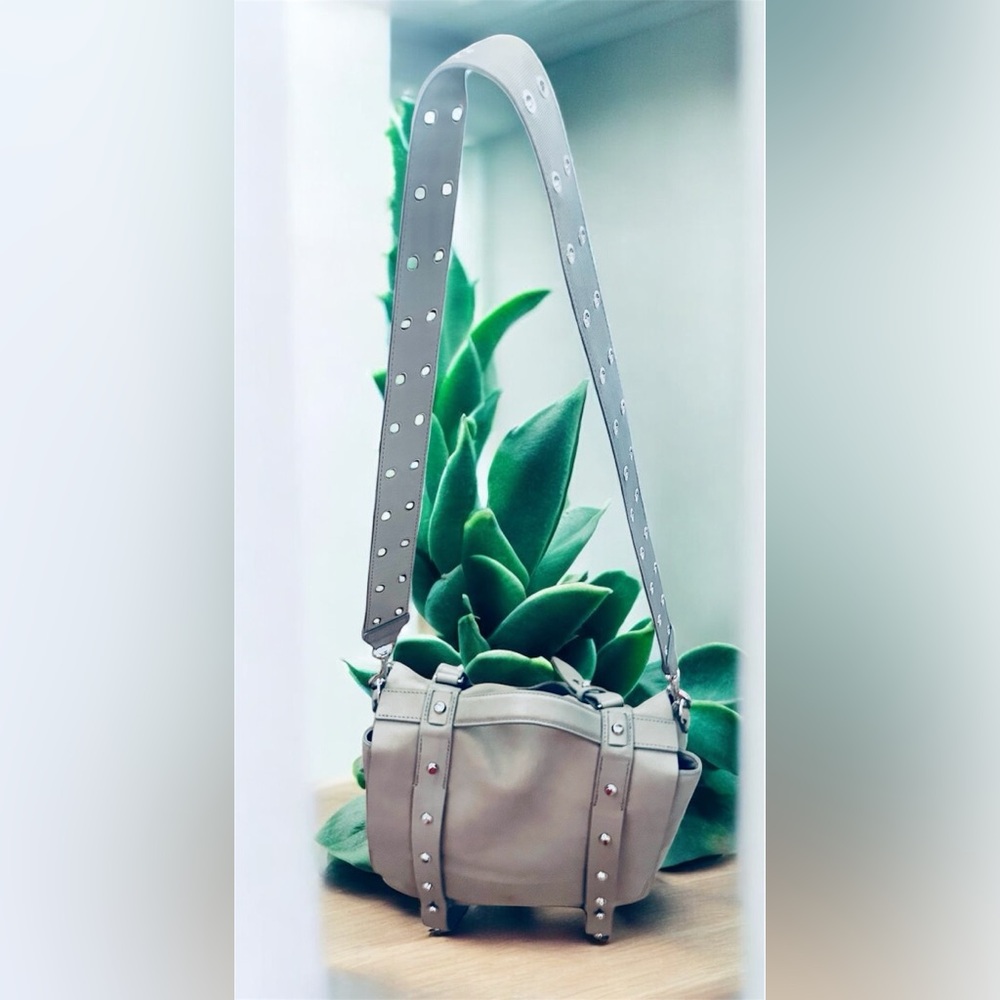 All Saints Gray Leather top handle, backpack and crossbody Studded